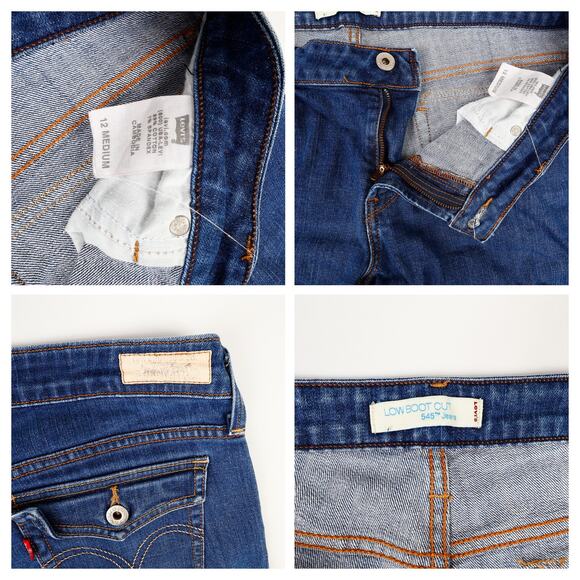 Lot of 2 Levi Womens 12 M Low Boot Cut 545 Jeans *READ* Y2K Distressed - Picture 8 of 16